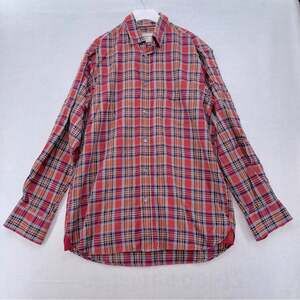 Luchiano Visconti Men’s Plaid Cotton Shirt with Contrasting Color Cuffs size Med